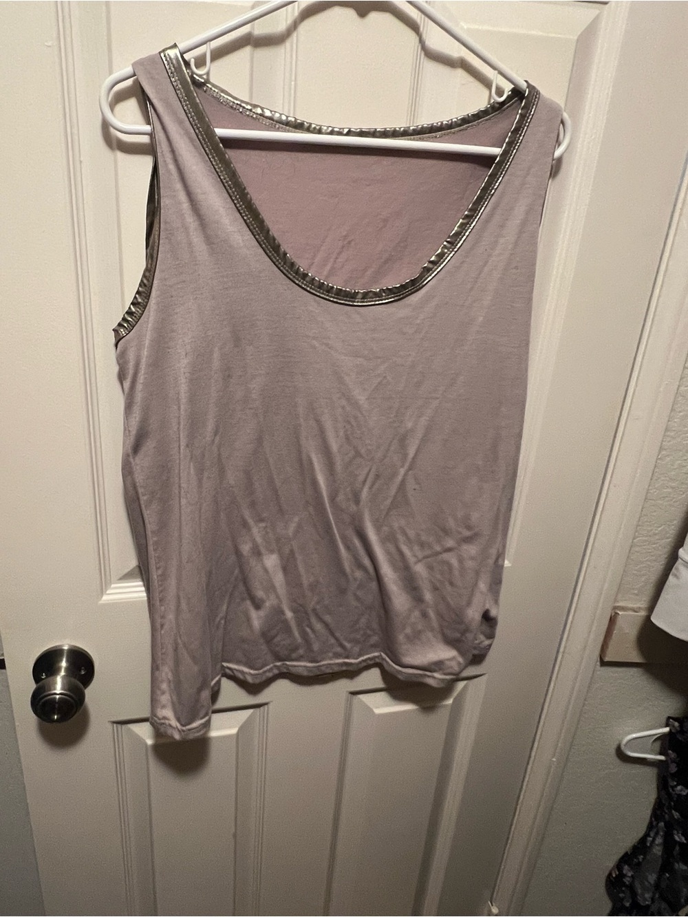 Sleeveless Metallic-Trim Lavender Tank Top